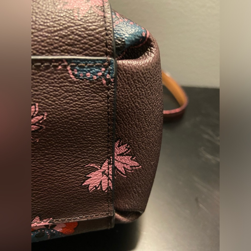 GUC COACH Mini Christie Carryall & Matching Wallet Set Wildflower Print Oxblood - Picture 9 of 15